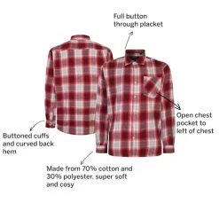 Bigdude Summer Long Sleeve Flannel Shirt Red Tall -Urban Fit Shop 566cfb89 113