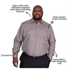 Bigdude Classic Long Sleeve Poplin Shirt Charcoal Tall -Urban Fit Shop 5b6f365d bd19ls120charcoal