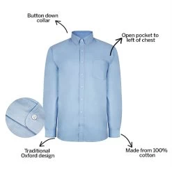 Bigdude Oxford Long Sleeve Shirt Light Blue Tall -Urban Fit Shop 5c2359c0 bdt81sls0120ligth20blue