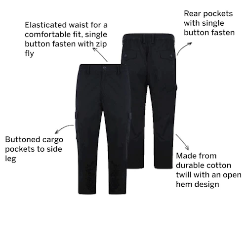 Bigdude Elasticated Waist Cargo Trousers Dark Navy 4 Bigdude Elasticated Waist Cargo Trousers Dark Navy - Image 2