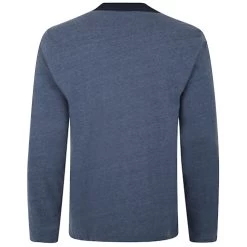 Bigdude Contrast Grandad Long Sleeve Pyjama Set Dark Denim Marl/Navy -Urban Fit Shop 5e4b861d bd23pj07 55 top 2