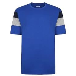 Bigdude Cut & Sew Contrast Sleeve T-Shirt Royal Blue Tall