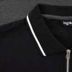 Bigdude Colour Block Zipped Polo Shirt Black/Charcoal Tall -Urban Fit Shop 6508a327 img 8682