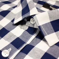 Bigdude Gingham Short Sleeve Shirt Navy -Urban Fit Shop 6b05e342 img 8819
