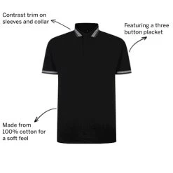 Bigdude Jacquard Contrast Pique Polo Shirt Black -Urban Fit Shop 6b69e632 032