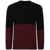 Bigdude Cable Knit Colour Block Jumper Burgundy/Black