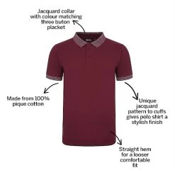 Bigdude Jacquard Collar Polo Shirt Burgundy -Urban Fit Shop 6c540c3e bd20p0420red