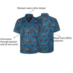 Bigdude Relaxed Collar Peacock Print Short Sleeve Shirt Denim -Urban Fit Shop 6e8aa0ad 19