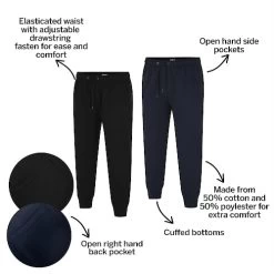 Bigdude Basic Cuffed Joggers Twin Pack Black/Navy -Urban Fit Shop 7323364e bd23j1020twin20navy