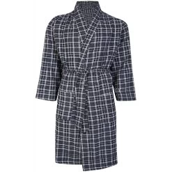 Bigdude Flannel Checked Dressing Gown Slate