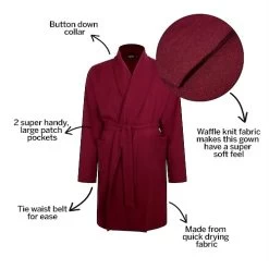 Bigdude Knitted Waffle Dressing Gown Burgundy -Urban Fit Shop 76e0db77 bdt81sls120red