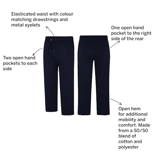 Bigdude Open Hem Joggers Navy 5 Bigdude Open Hem Joggers Navy - Image 3