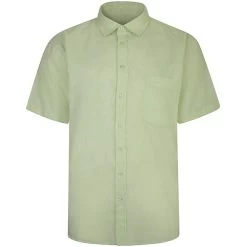 Bigdude Short Sleeve Milton Linen Summer Shirt Lime Green