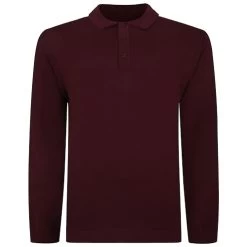 Bigdude Knitted Polo Jumper Burgundy
