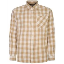 Bigdude Summer Long Sleeve Flannel Shirt Beige Tall