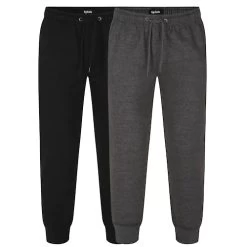 Bigdude Basic Cuffed Joggers Twin Pack Black/Charcoal