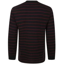 Bigdude Striped Long Sleeve Grandad T-Shirt Black/Burgundy -Urban Fit Shop 7d616add bd23lts02 01 2