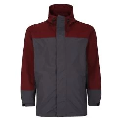 Bigdude Contrast Panel Showerproof Hooded Jacket Burgundy/Charcoal
