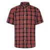 Bigdude Button Down Short Sleeve Check Shirt Light Red