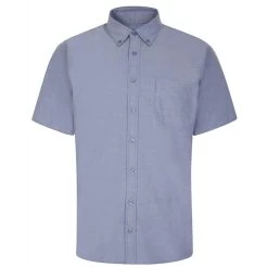 Bigdude Button Down Oxford Short Sleeve Shirt Royal Blue