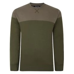 Bigdude Colour Block Jumper Khaki/Dark Khaki