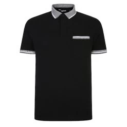 Bigdude Hounds Tooth Pique Polo Black