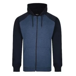 Bigdude Zip Thru Raglan Sleeve Hoody Navy/Denim Tall