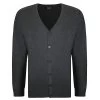 Bigdude Plain V-Neck Knitted Cardigan Charcoal