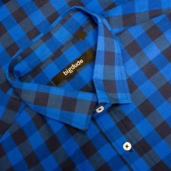 Bigdude Gingham Long Sleeve Shirt Blue Tall -Urban Fit Shop 87a4bb77 img 8825
