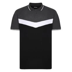 Bigdude Chevron Polo Shirt Black/Charcoal Tall