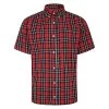Bigdude Button Down Short Sleeve Check Shirt Red Tall