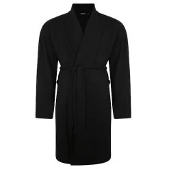 Bigdude Knitted Waffle Dressing Gown Black