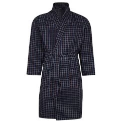 Bigdude Woven Check Dressing Gown Navy