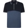 Bigdude Colour Block Zipped Polo Shirt Navy/Denim