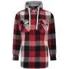 Bigdude Hooded Check Flannel Shirt Red