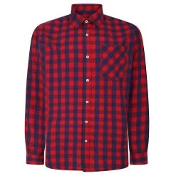 Bigdude Gingham Long Sleeve Shirt Red Tall