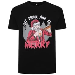 Bigdude Eat & Drink Christmas T-Shirt Black