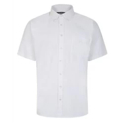 Bigdude Button Down Oxford Short Sleeve Shirt White