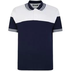 Bigdude Cut & Sew Pique Polo Shirt Navy