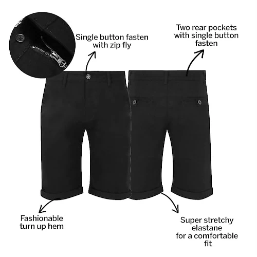 Bigdude Stretch Chino Shorts Black 5 Bigdude Stretch Chino Shorts Black - Image 3