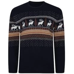 Bigdude Fair Isle Christmas Jumper Navy