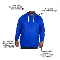 Bigdude Essentials Pullover Hoody Royal Blue -Urban Fit Shop a56ddb0d bd20p0420royal