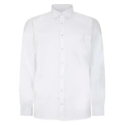 Bigdude Button Down Oxford Long Sleeve Shirt White