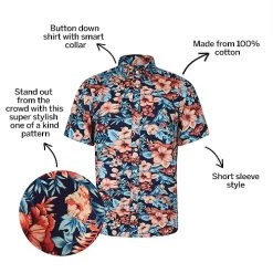 Bigdude Floral Short Sleeve Poplin Shirt Navy -Urban Fit Shop b0841326 bd23ss1120floral