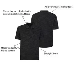 Bigdude Vintage Inkjet Marl Polo Shirt Black -Urban Fit Shop b234d39b 4