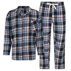 Bigdude Woven Checked Pyjama Set Light Blue