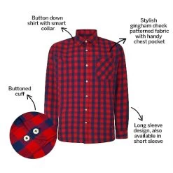 Bigdude Gingham Long Sleeve Shirt Red Tall -Urban Fit Shop b8b79fff bd23ls0720red