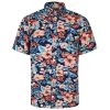 Bigdude Floral Short Sleeve Poplin Shirt Navy -Urban Fit Shop b94f4c57 bd23ss11 02 1