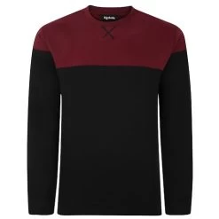 Bigdude Colour Block Jumper Black/Burgundy