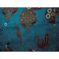 Bigdude Relaxed Collar Peacock Print Short Sleeve Shirt Denim -Urban Fit Shop bad3740b bd23ss03 07 2